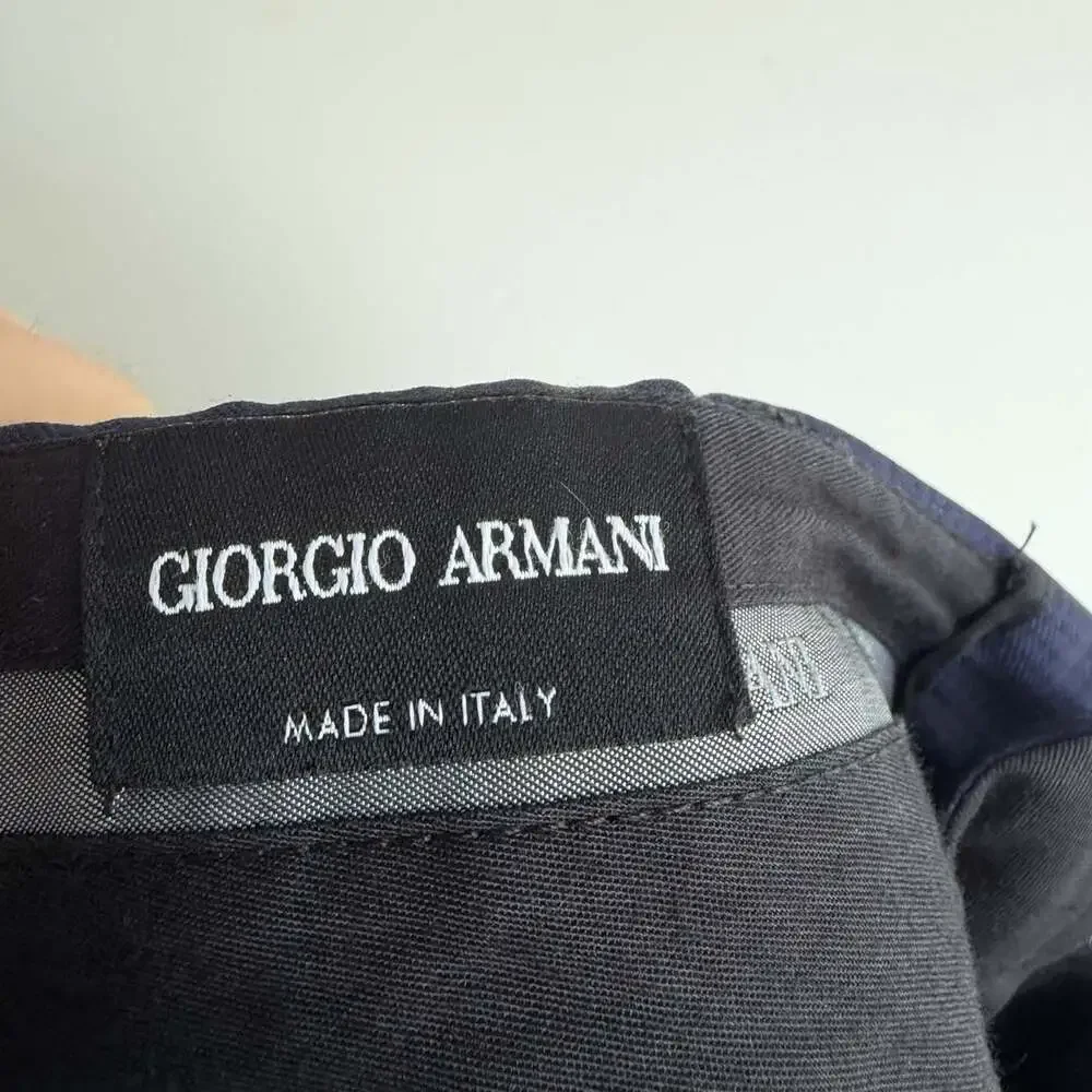 Giorgio Armani Soft Suit US 42 2PC Navy Windowpane Italy Designer Pants 36x30